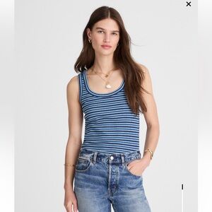 New with tags (NWT) Madewell Cotton Ribbed Scoop Neck Tank. Blue Tank Top